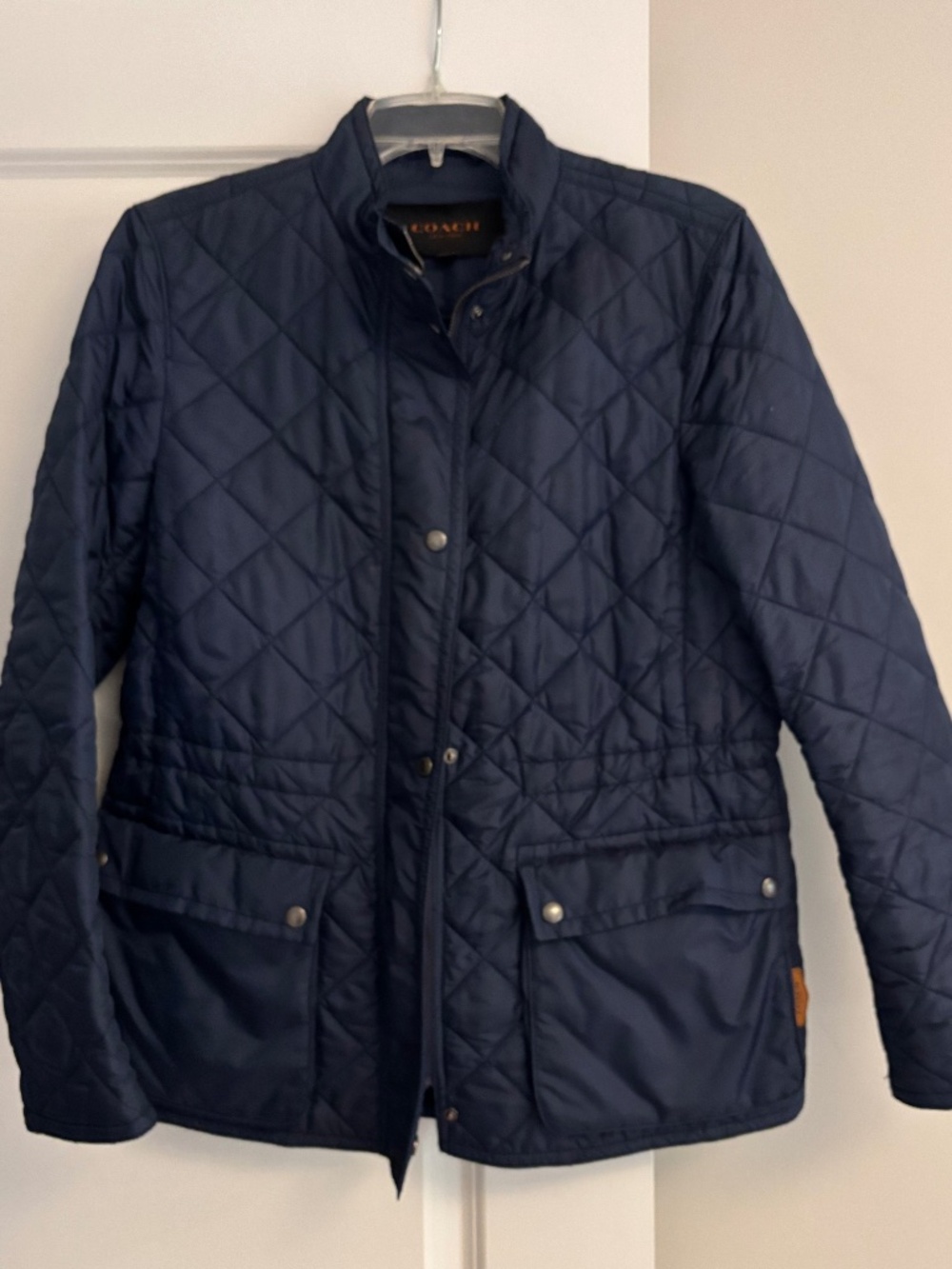 Coach quilted navy jacket